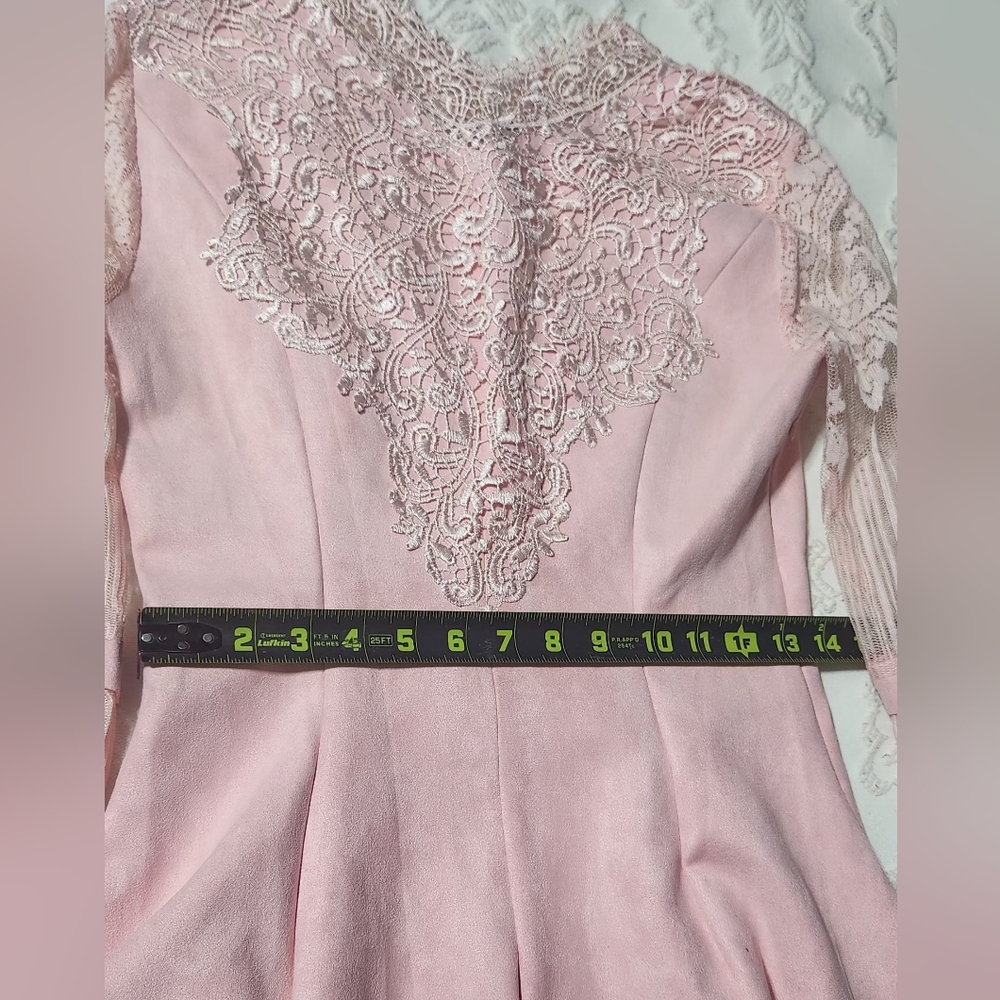 Blue Sky Elegant Pink Lace Dress - Picture 8 of 9